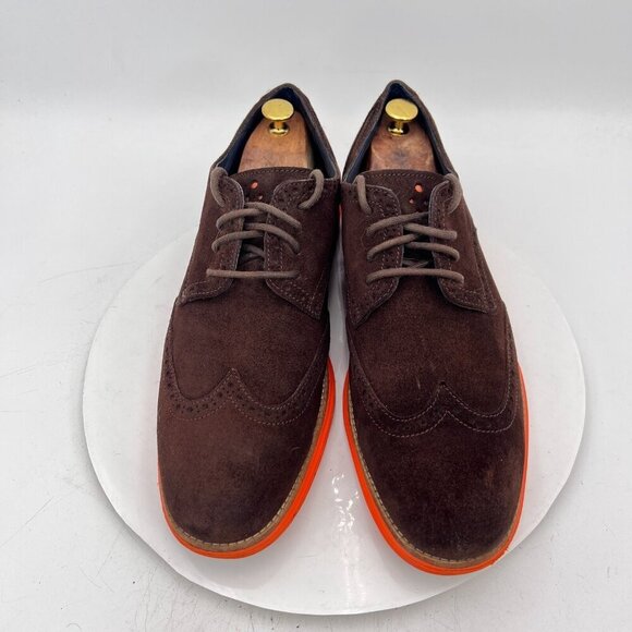 Cole Haan Lunargrand Men Size 11.5M Brown Suede Red Sole Derby Casual Shoes - Picture 1 of 13
